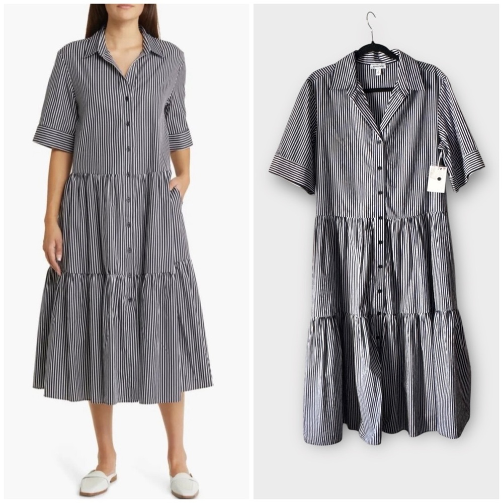 NEW Nordstrom Striped Shirt Midi Dress